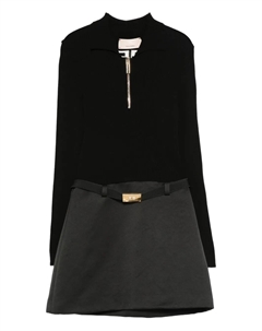 Мини-платье с поясом и застежкой-молнией на вороте, черный Elisabetta franchi kids