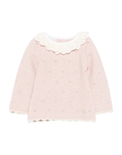 Свитер с ажурной отделкой и фестончатым краем, розовый Paz rodriguez