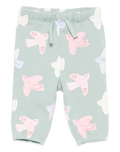 Брюки с птичьим принтом и завязками, зеленый Stella mccartney kids