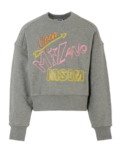 Хлопковая толстовка с вышитым логотипом, серый Msgm kids