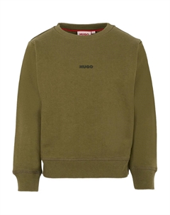 Свитер с круглым вырезом и вышитым логотипом, зеленый Hugo kids