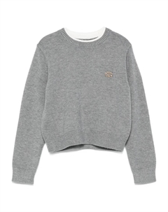 Свитер с круглым вырезом и логотипом, серый Twin-set kids