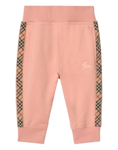 Хлопковые спортивные брюки с клетчатой отделкой, розовый Burberry kids