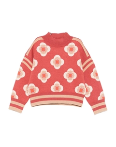 Свитер с цветочным узором, красный Abel & lula