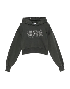 Толстовка с капюшоном, украшенная кристаллами, серый Msgm kids