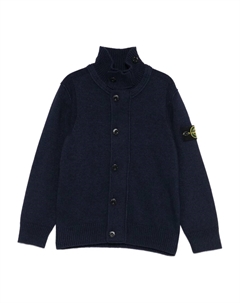Кардиган с высоким воротом и застежкой на пуговицы, синий Stone island junior