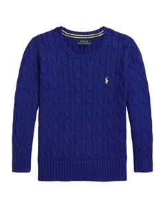 Хлопковый свитер с косами, синий Polo ralph lauren kids