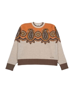 Свитер с круглым вырезом и узором пейсли, коричневый Etro kids