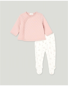 Длинная пижама с начесом, штаны из трикотажа с принтом белочек для девочки, розовый Cotton juice