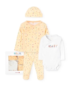 Детский комплект из 4 предметов с геометрическим принтом, желтый Boboli