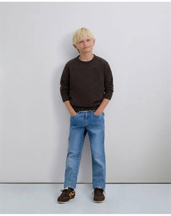Детский свитер классического кроя с вышитым логотипом, коричневый Scalpers