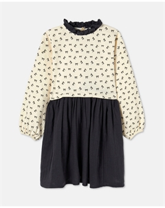 Длинное платье с рукавами из флиса и гипюра, с позиционным принтом единорога и сплошным детским рисунком, серый Kids el corte inglés