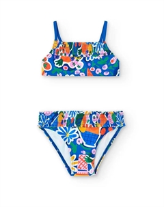 Детский бикини с принтом на тонких регулируемых бретелях, синий Boboli