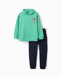 Детский спортивный костюм с капюшоном 100% хлопок, зеленый Zippy
