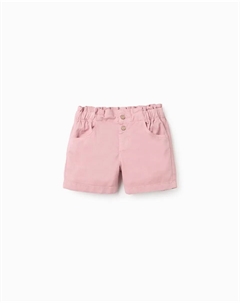 Детские шорты из 100% хлопкового твила с поясом бумажный пакет, розовый Zippy