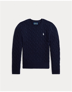 Детский джемпер из шерсти и кашемира с узором "восьмерка", темно-синий Polo ralph lauren