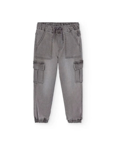 Детские штаны карго с резинкой и шнурками, серый Boboli