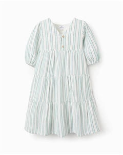Детское платье из 100% хлопка в полоску, темно-зеленый Zippy
