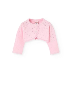 Детский болеро для девочки с круглым вырезом и застежкой на пуговицы, розовый/зеленый Boboli