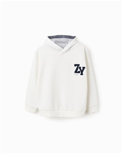 Детское худи с буквами из букле, белый Zippy