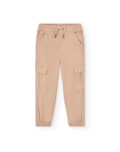 Детские штаны карго с резинкой и шнурком для регулировки, бежевый Boboli