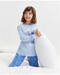 Длинная пижама с принтом Stitch together для девочки, темно-синий Cotton juice