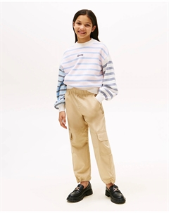 Длинные прямые брюки для девочки с эластичной талией, коричневый Tommy hilfiger