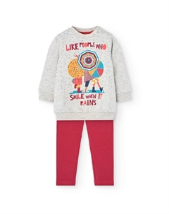 Детский комплект из толстовки и леггинсов с принтом, светло-серый Boboli