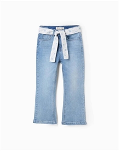 Детские брюки-клеш с цветочным поясом, светло-голубой Zippy