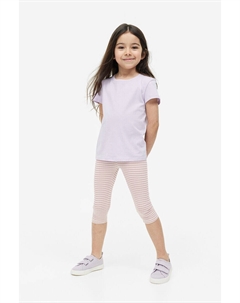 Комплект из пяти хлопковых леггинсов-капри, розовый H&m