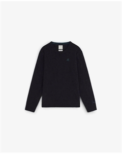 Детский свитер классического кроя с вышитым логотипом, темно-синий Scalpers