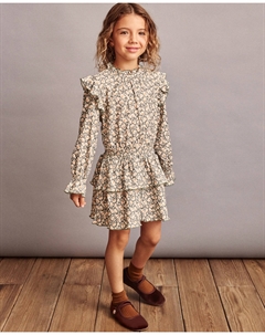 Длинное платье с круглым принтом фантазия для девочки, зеленый Coconut el corte inglés