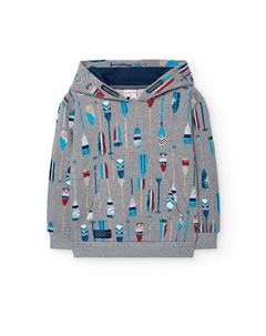 Детское худи с принтом, серый/синий Boboli