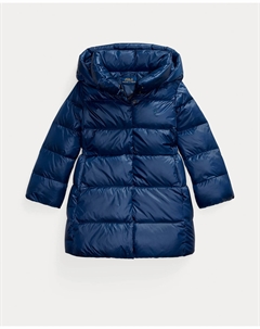 Длинное детское пуховое пальто с капюшоном, темно-синий Polo ralph lauren