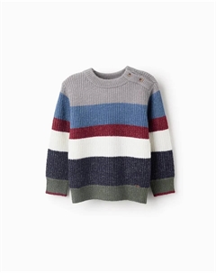 Детский полосатый вязаный джемпер, темно-зеленый Zippy