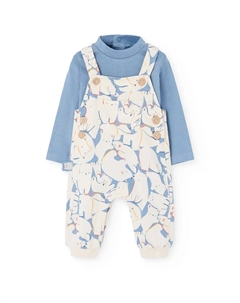 Детский комплект из футболки и комбинезона с принтом, синий/белый Boboli