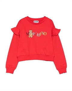 Свитер с принтом Тедди и оборками, красный Moschino kids