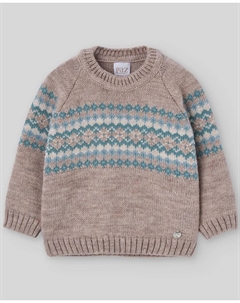 Детский свитер с греческим узором коллекции Помпон Paz Rodríguez, светло-коричневый Paz rodriguez
