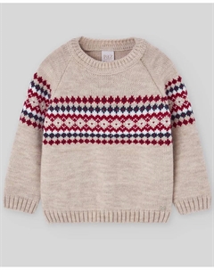 Детский свитер с греческим узором коллекции Помпон Paz Rodríguez, бежевый Paz rodriguez