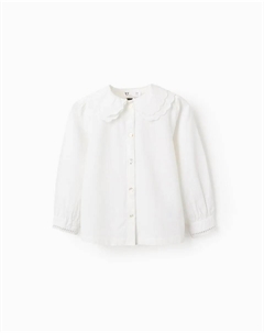 Детская блузка с двойным воротником и вышивкой, белый Zippy