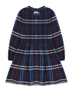 Платье в плиссированную клетку, синий Burberry kids