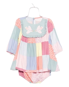 Лоскутное платье с аппликацией в виде птицы, синий Stella mccartney kids