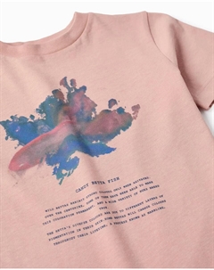 Детский комплект: футболка с принтом спереди и однотонные шорты, розовый/темно-синий Zippy