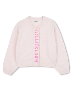 Детская вязаная кофта с длинными рукавами и круглым вырезом, светло-розовый Billieblush
