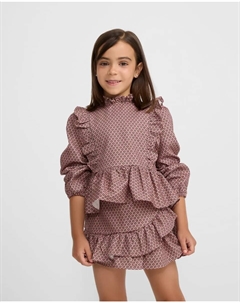 Детская блузка с вытачками этнический принт розовая, розовый Silbon