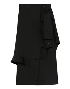 Асимметричная юбка миди с оборками, черный Rohe