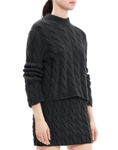 Свитер косичной вязки из шерсти и кашемира, угольный Theory