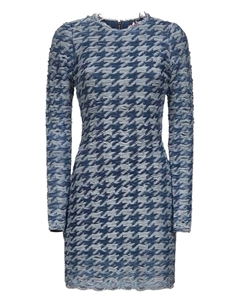 Мини-платье с бахромой и узором «гусиная лапка», синий Diesel