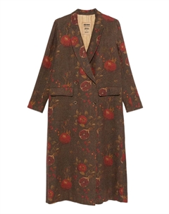 Двубортное пальто с принтом граната, коричневый Uma wang