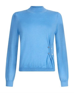 Свитер со сборками, украшенный бисером, синий Liu jo